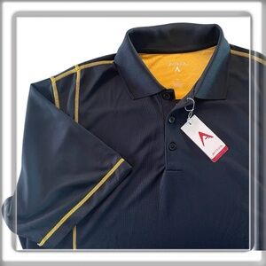 NWT Antigua Men's Edge Short Sleeve Athletic Golf Polo Shirt Black Gold Size XL